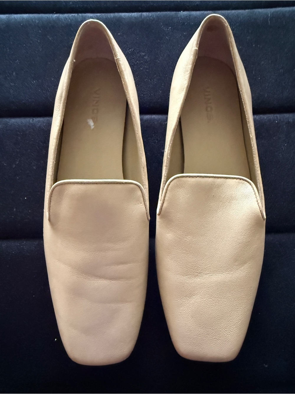 Vince Vero Cuoio Nude Beige Square Toe Loafers Size 8M